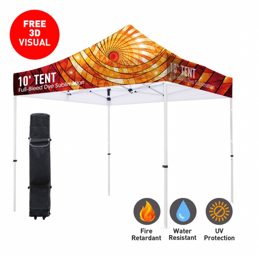 Premium 40mm Aluminum 10' Tent Kit (Full-Bleed Dye Sublimation) 17" Valance