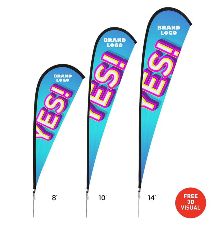 Premium Custom Teardrop Flags (POLES+CROSS BASE + FABRIC)