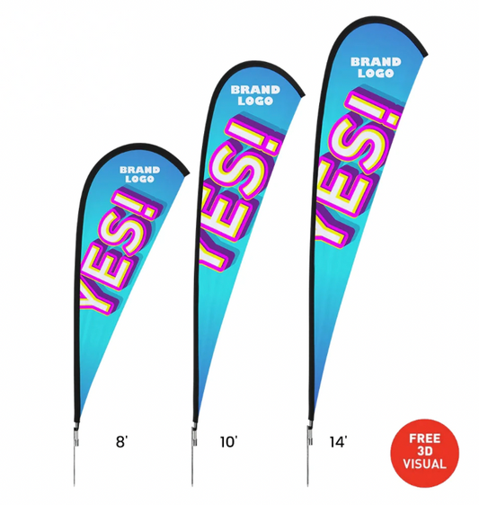 Premium Custom Teardrop Flags (POLES+CROSS BASE + FABRIC)